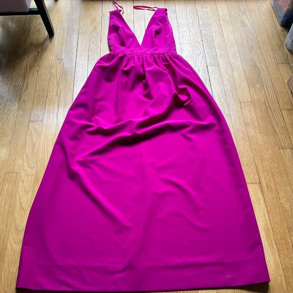Jill Jill Stuart Size 8 Fuchsia Dayglo Deep V-Neck Bridesmaid Gown Dress NWT - Picture 15 of 16